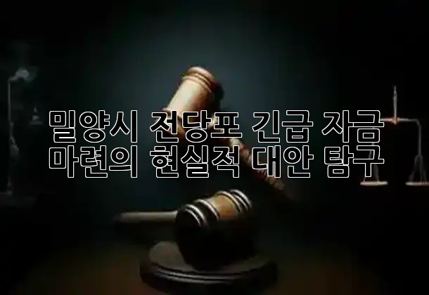 밀양시 전당포: 긴급 자금 마련의 현실적 대안 탐구 💡